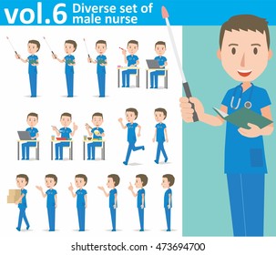 Diverse set of male nurse on white background , EPS10 vector format vol.6