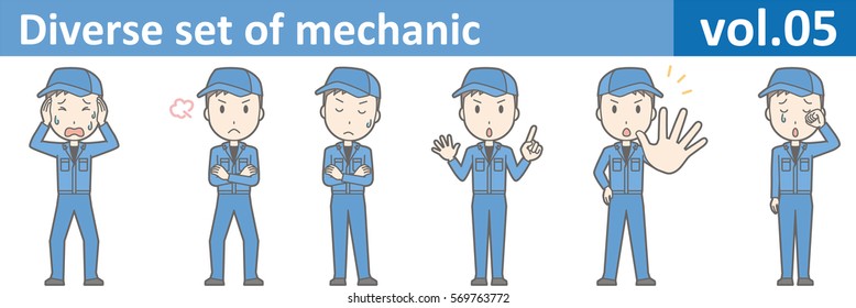 Diverse set of mechanic, EPS10 vol.05 (Young mechanic in blue uniform)