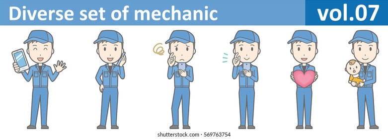 Diverse set of mechanic, EPS10 vol.07 (Young mechanic in blue uniform)