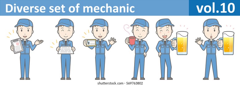 Diverse set of mechanic, EPS10 vol.10 (Young mechanic in blue uniform)