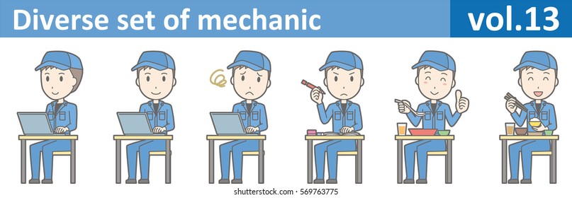 Diverse set of mechanic, EPS10 vol.13 (Young mechanic in blue uniform)