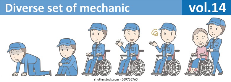 Diverse set of mechanic, EPS10 vol.14 (Young mechanic in blue uniform)
