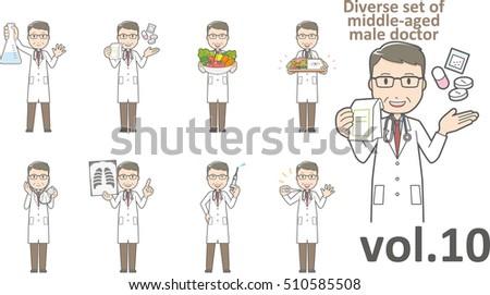 Diverse Set Middleaged Male Doctor Eps 10 Vector Stock - 