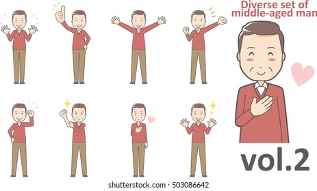 Diverse set of middle-aged man , EPS10 vector format vol.2