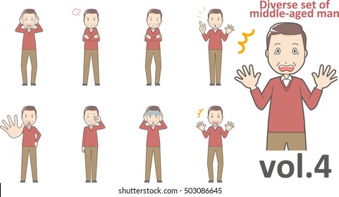 Diverse set of middle-aged man , EPS10 vector format vol.4