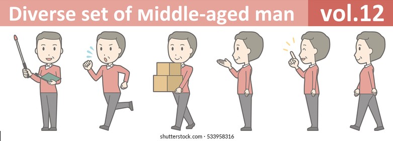 Diverse set of middle-aged man , EPS10 vector format vol.12