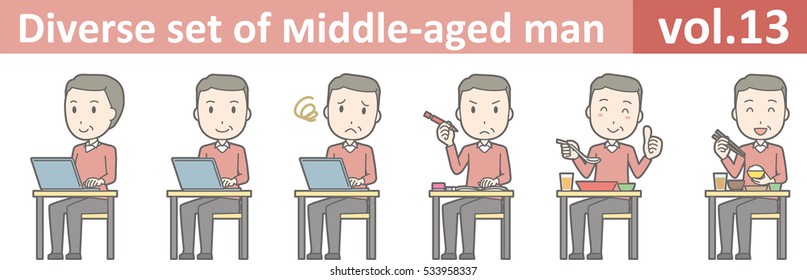 Diverse set of middle-aged man , EPS10 vector format vol.13