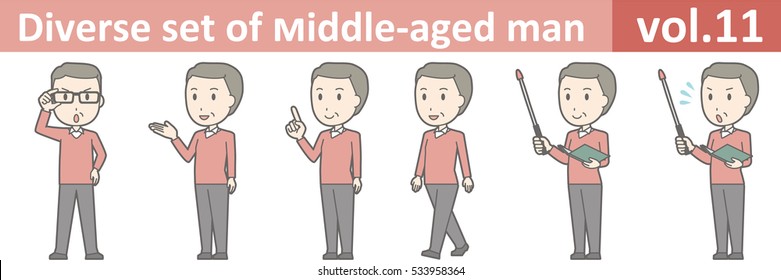 Diverse set of middle-aged man , EPS10 vector format vol.11