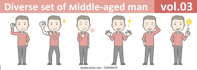 Diverse set of middle-aged man , EPS10 vector format vol.03