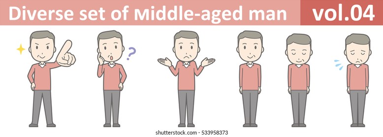 Diverse set of middle-aged man , EPS10 vector format vol.04