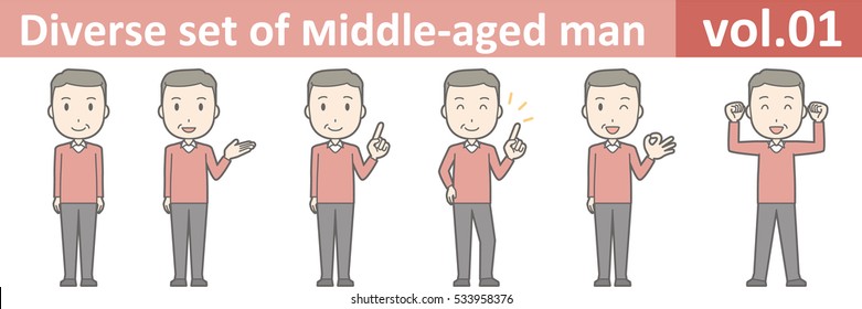 Diverse set of middle-aged man , EPS10 vector format vol.01