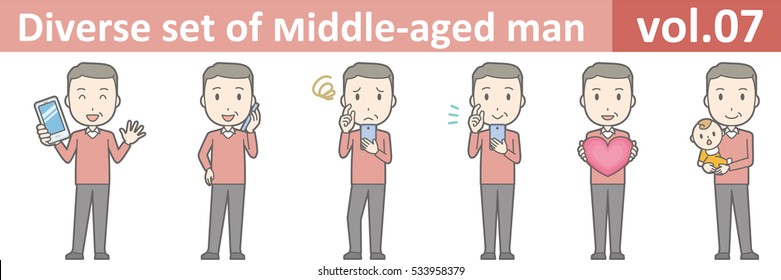 Diverse set of middle-aged man , EPS10 vector format vol.07