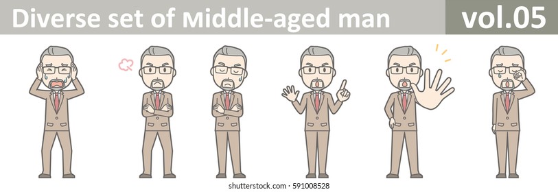 Diverse set of middle-aged man, EPS10 vol.05 (Middle-aged businessman wearing glasses)