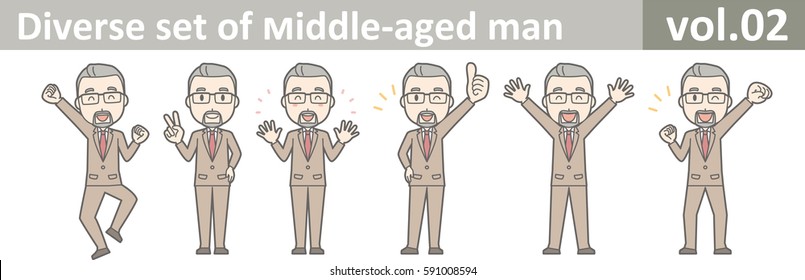 Diverse set of middle-aged man, EPS10 vol.02 (Middle-aged businessman wearing glasses)