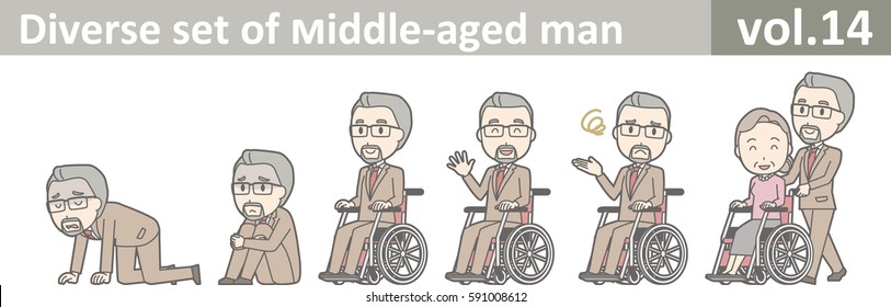 Diverse set of middle-aged man, EPS10 vol.14 (Middle-aged businessman wearing glasses)