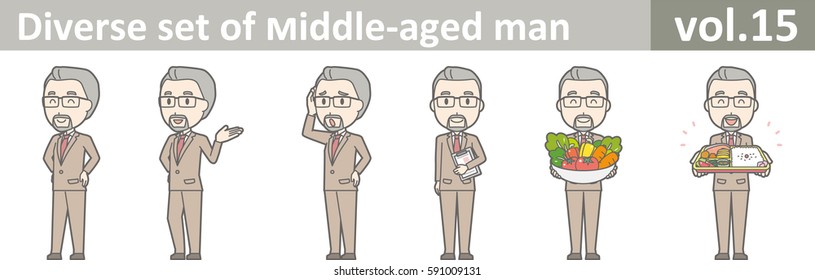 Diverse set of middle-aged man, EPS10 vol.15 (Middle-aged businessman wearing glasses)