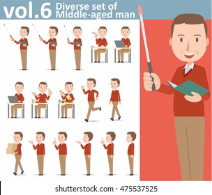 Diverse set of Middle-aged man on white background , EPS10 vector format vol.6