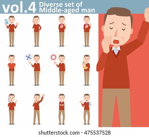 Diverse set of Middle-aged man on white background , EPS10 vector format vol.4