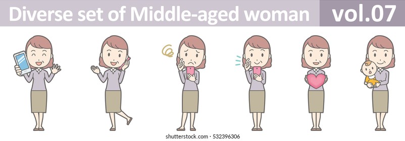 Diverse set of middle-aged woman , EPS10 vector format vol.07