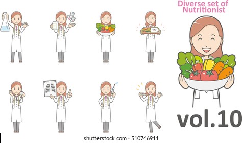 Conjunto diversificado de nutricionista, formato vetorial EPS10 vol.10