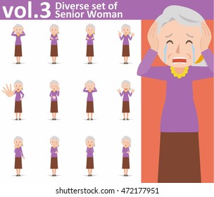 Diverse set of old woman on white background , EPS10 vector format vol.3