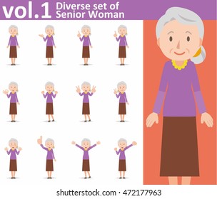 Diverse set of old woman on white background , EPS10 vector format vol.1