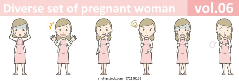 Diverse set of pregnant woman, EPS10 vol.06 (Illustration of pregnant woman in pink dress)