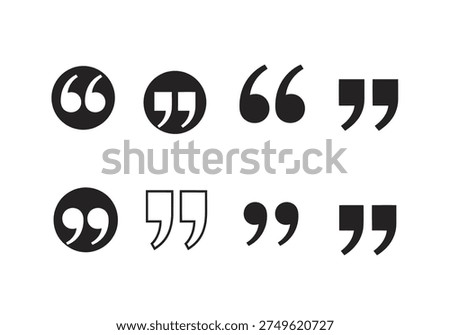 Diverse set of quote marks for various uses, speech bubbles, testimonials, text citation