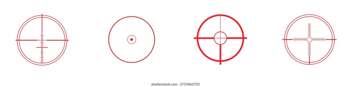 A diverse set of red targets drawn in clean geometric shapes highlighting focus and structure.