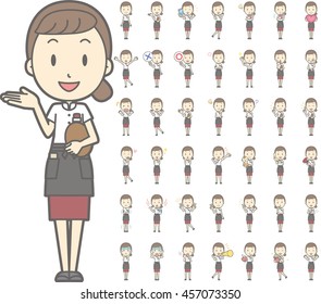 Diverse set of Restaurant waitress on white background , EPS10 vector format vol.1