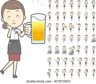 Diverse set of Restaurant waitress on white background , EPS10 vector format vol.2