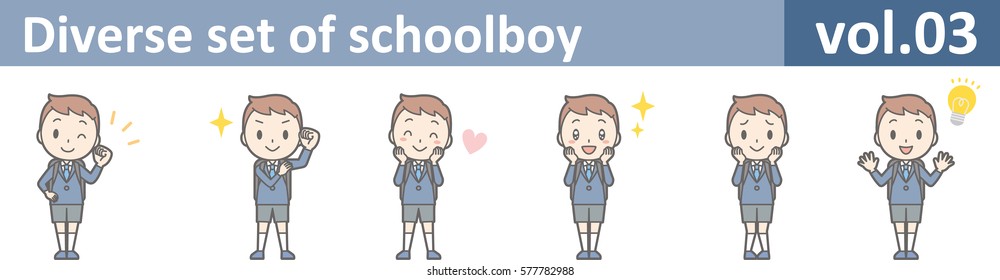 Diverse set of schoolboy, EPS10 vol.03 (Illustration of a boy in an elementary school uniform)
