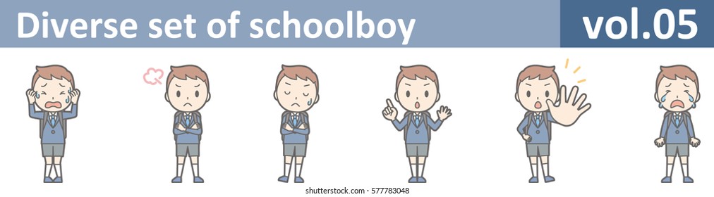 Diverse set of schoolboy, EPS10 vol.05 (Illustration of a boy in an elementary school uniform)