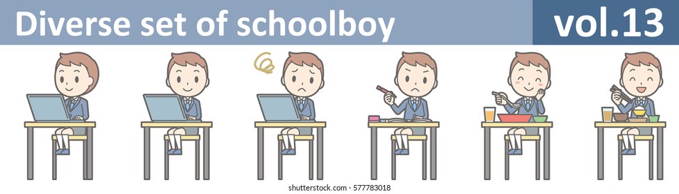 Diverse set of schoolboy, EPS10 vol.13 (Illustration of a boy in an elementary school uniform)