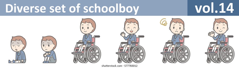 Diverse set of schoolboy, EPS10 vol.14 (Illustration of a boy in an elementary school uniform)