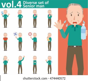 Diverse set of Senior man on white background , EPS10 vector format vol.4