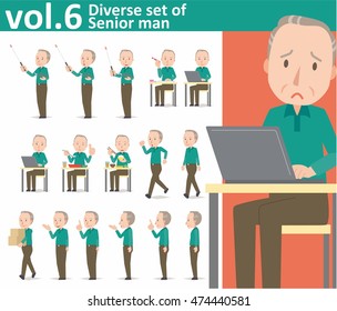 Diverse set of Senior man on white background , EPS10 vector format vol.6