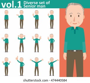 Diverse set of Senior man on white background , EPS10 vector format vol.1