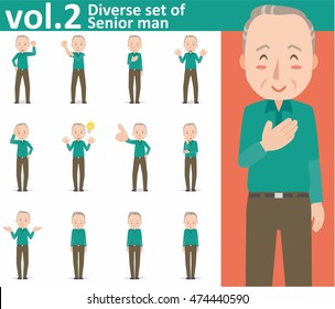 Diverse set of Senior man on white background , EPS10 vector format vol.2