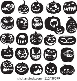 diverse set of silhouettes of Halloween pumpkins