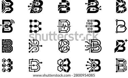 A diverse set of sleek black and white icons representing blockchain technology, cryptocurrency, digital security, and data networks with intricate geometric designs.