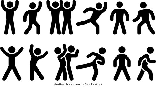 Diverse Set of Stick Figures in Various Poses and Activities