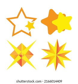 Diverse Set of Stylized Yellow and Orange Star Vector Illustrations Showcasing Layered, Outlined, Bursting, and Gradient Effects for Decorative Graphic Elements