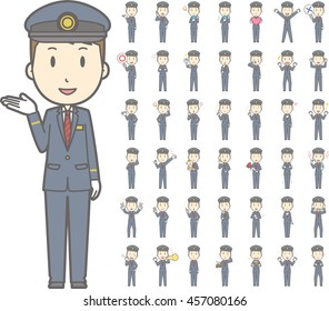 Diverse set of train conductor on white background , EPS10 vector format vol.1