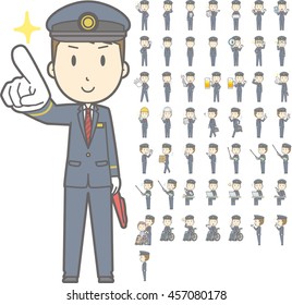 Diverse set of train conductor on white background , EPS10 vector format vol.2