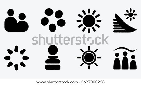Diverse set of universal and abstract symbols on a light background