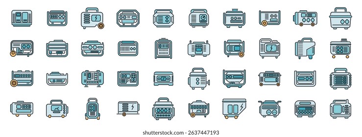 Diverse set of vintage radio and speaker icons in retro style