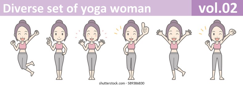 Diverse set of yoga woman, EPS10 vol.02