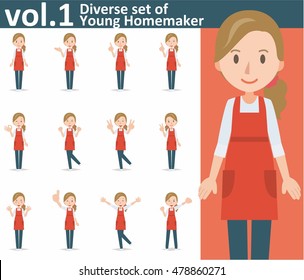 Diverse set of yong homemaker on white background , EPS10 vector format vol.1