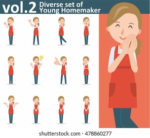 Diverse set of yong homemaker on white background , EPS10 vector format vol.2